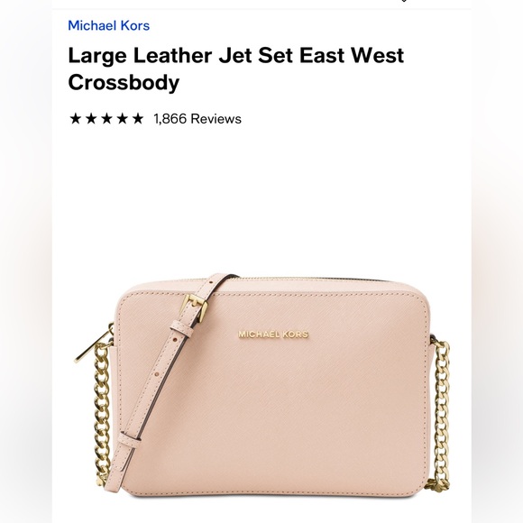 MICHAEL Michael Kors Handbags - Micheal Kors - Large Leather Jet Set East West Crossbody in Soft Pink/Gold